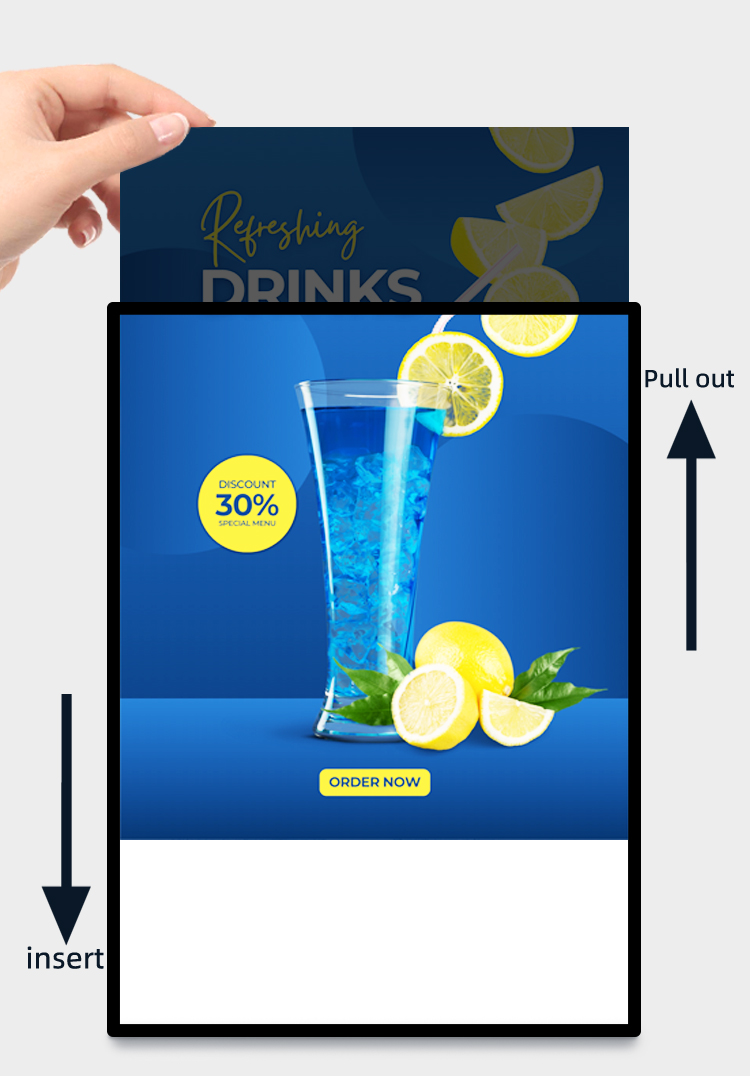 change the poster of ultra slim light box change the poster of ultra slim light box