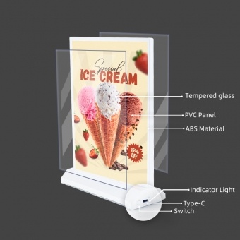 Wholesale Acrylic Led Menu Board A4 USB Rechargeable Double Sided Led Light Box 