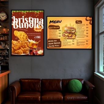 Customized LED Light Frame Illumintion Sign Board Tempered Glass Ultra Slim Light Box for Advertising Dispaly 