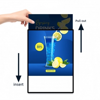 Custom LED Snap Poster Frame Tempered Glass Ultra Slim Light Box 